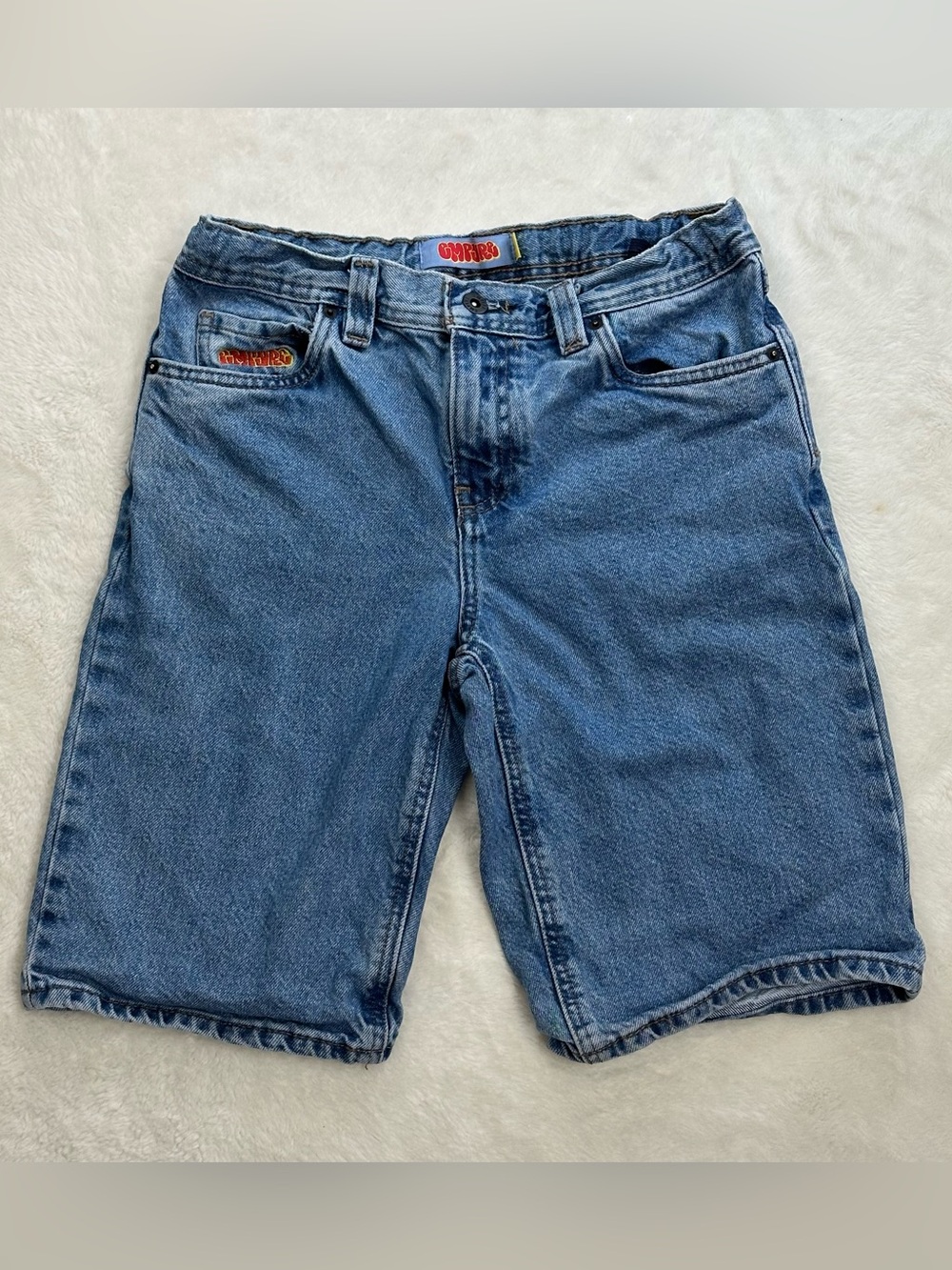 Empyre Youth Loose Fit Denim Skate Shorts Jorts Blue Size 26 Adjustable Waist
